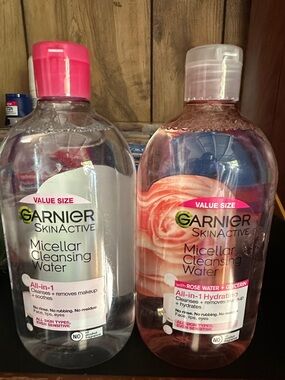 Garnier SkinActive Micellar Cleansing Water - Clear and Pink Bottles